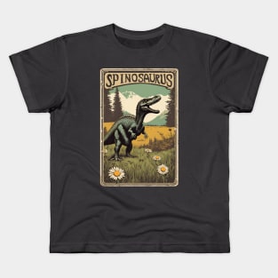 Wild Spinosaurus Hiking Day at Daisy Mountain Vintage Dinosaur Lover Kids T-Shirt